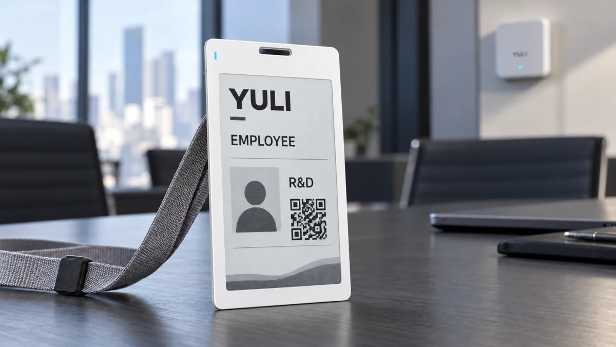 Cold-Pressed E-Paper Employee Badge with Indoor Positioning and AI Meeting Notes