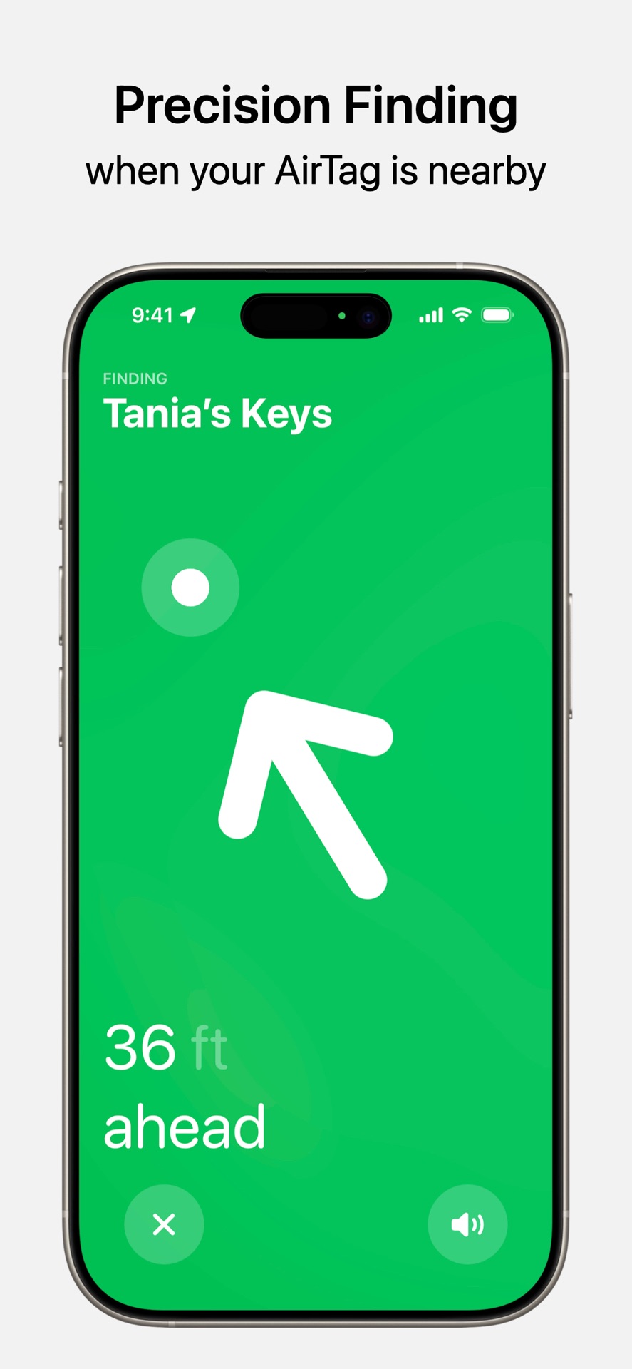 Apple's official AirTag Precision Finding screen
