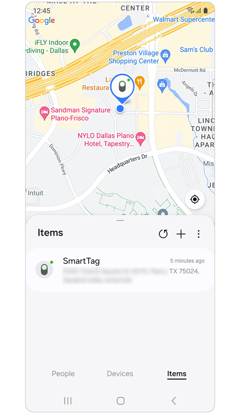 Samsung's official Samsung Find Items tab showing a SmartTag