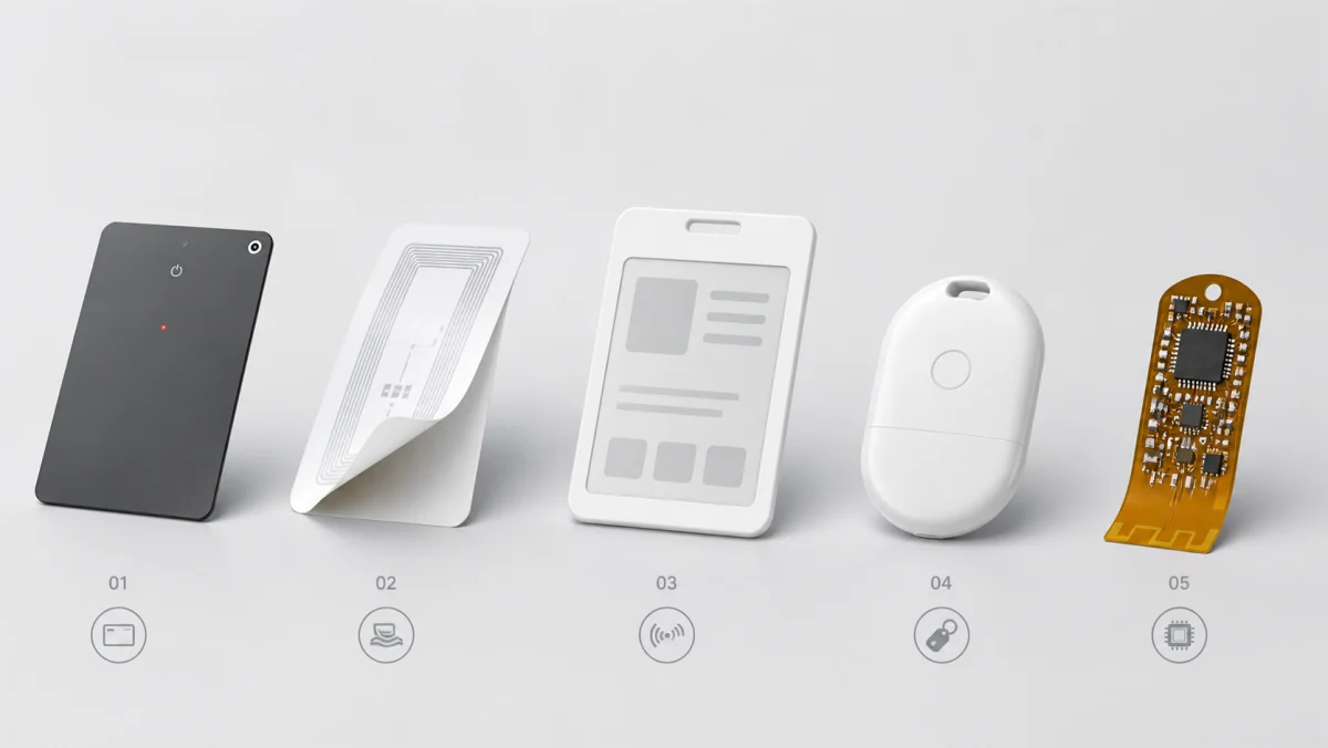 OEM BLE tracking product forms including card label badge tag and embedded PCBA